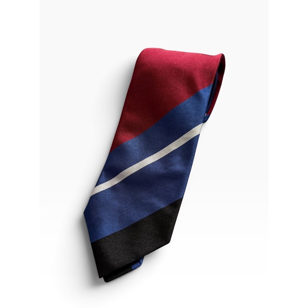 CHARLES TYRWHITT Men's Tie 100% Silk Striped Necktie Designer Italy  Black Blue